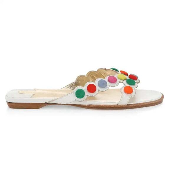Christian Louboutin Smarta Flat White Multicolor Slide Slip Flip Flop Sandal 40 - Picture 2 of 10